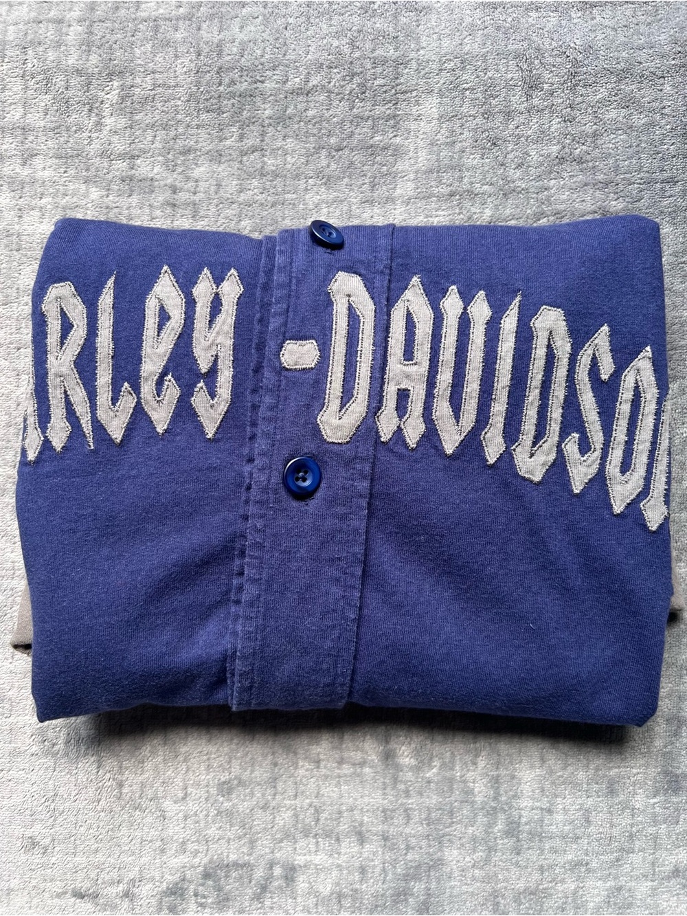 VTG 2000 Harley Davidson Baseball Jersey Sz Large Blue Gray Cotton Button Down - Picture 14 of 14